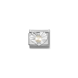 COMPOSABLE CLASSIC LINK 330508/13 WHITE PEARL IN SILVER HEART