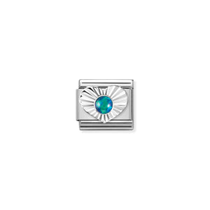 COMPOSABLE CLASSIC LINK 330508/26 GREEN OPAL IN SILVER HEART
