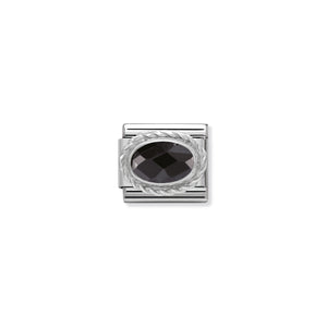 COMPOSABLE CLASSIC LINK 330604/011 FACETED BLACK OVAL CZ IN 925 SILVER