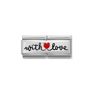 COMPOSABLE CLASSIC DOUBLE LINK 330721/09 HEART WITH LOVE IN SILVER