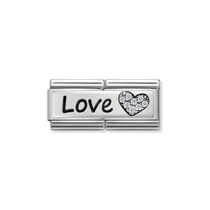 COMPOSABLE CLASSIC DOUBLE LINK 330731/05 LOVE AND HEART WITH CZ IN 925 SILVER