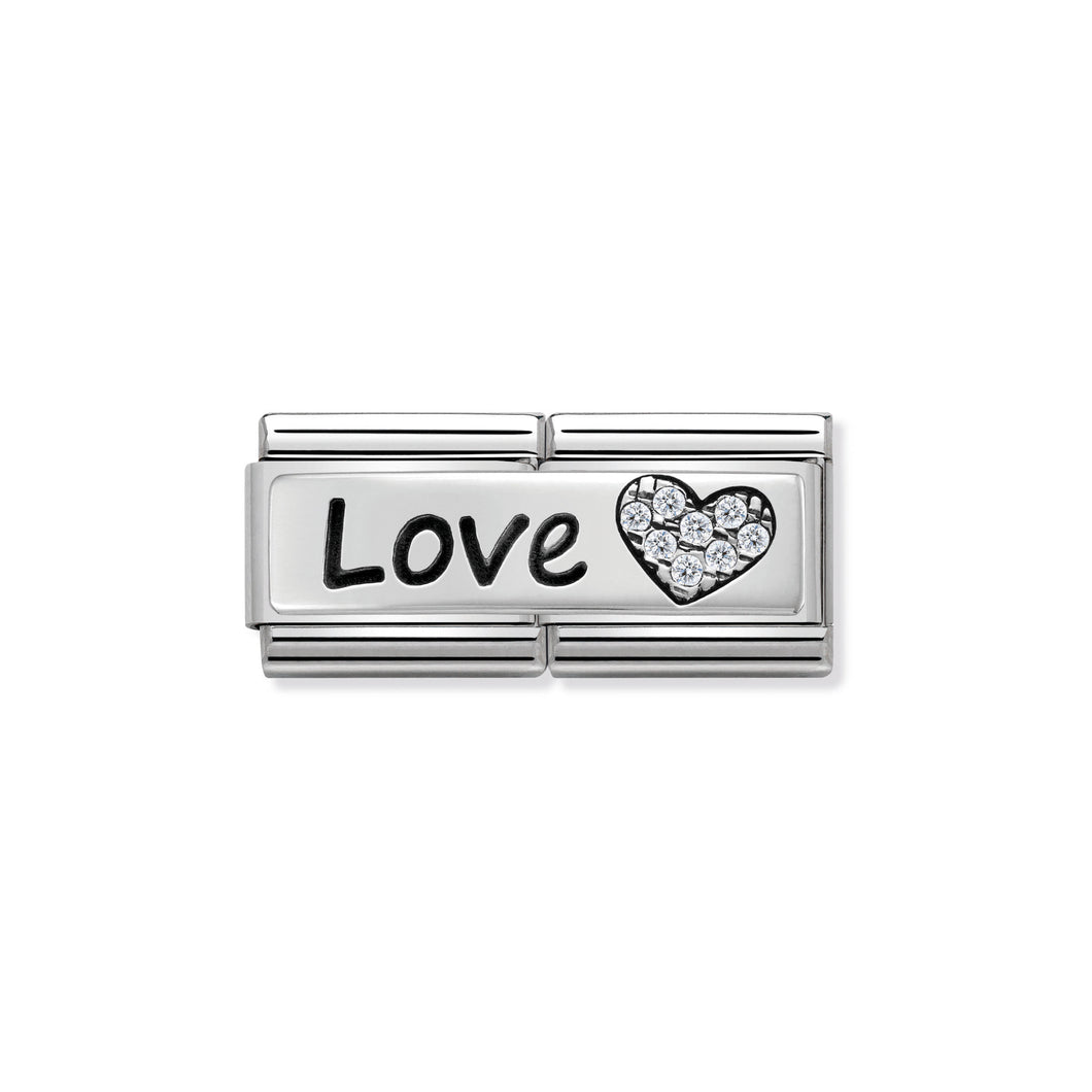 COMPOSABLE CLASSIC DOUBLE LINK 330731/05 LOVE AND HEART WITH CZ IN 925 SILVER