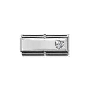 COMPOSABLE CLASSIC DOUBLE LINK 330731/09 HEART WITH CZ IN 925 SILVER