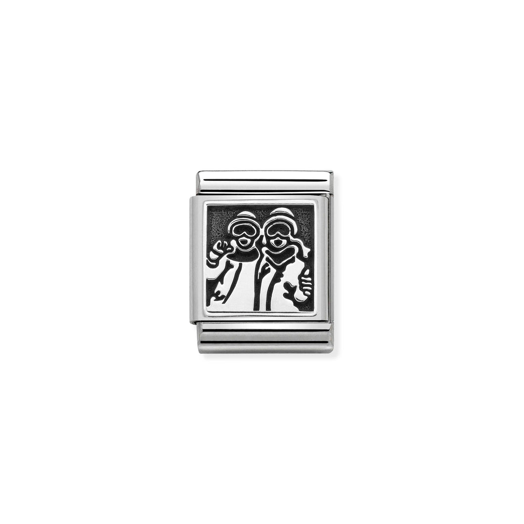 COMPOSABLE <STRONG>BIG LINK</STRONG> 332111/09 SNOWBOARDERS IN 925 SILVER