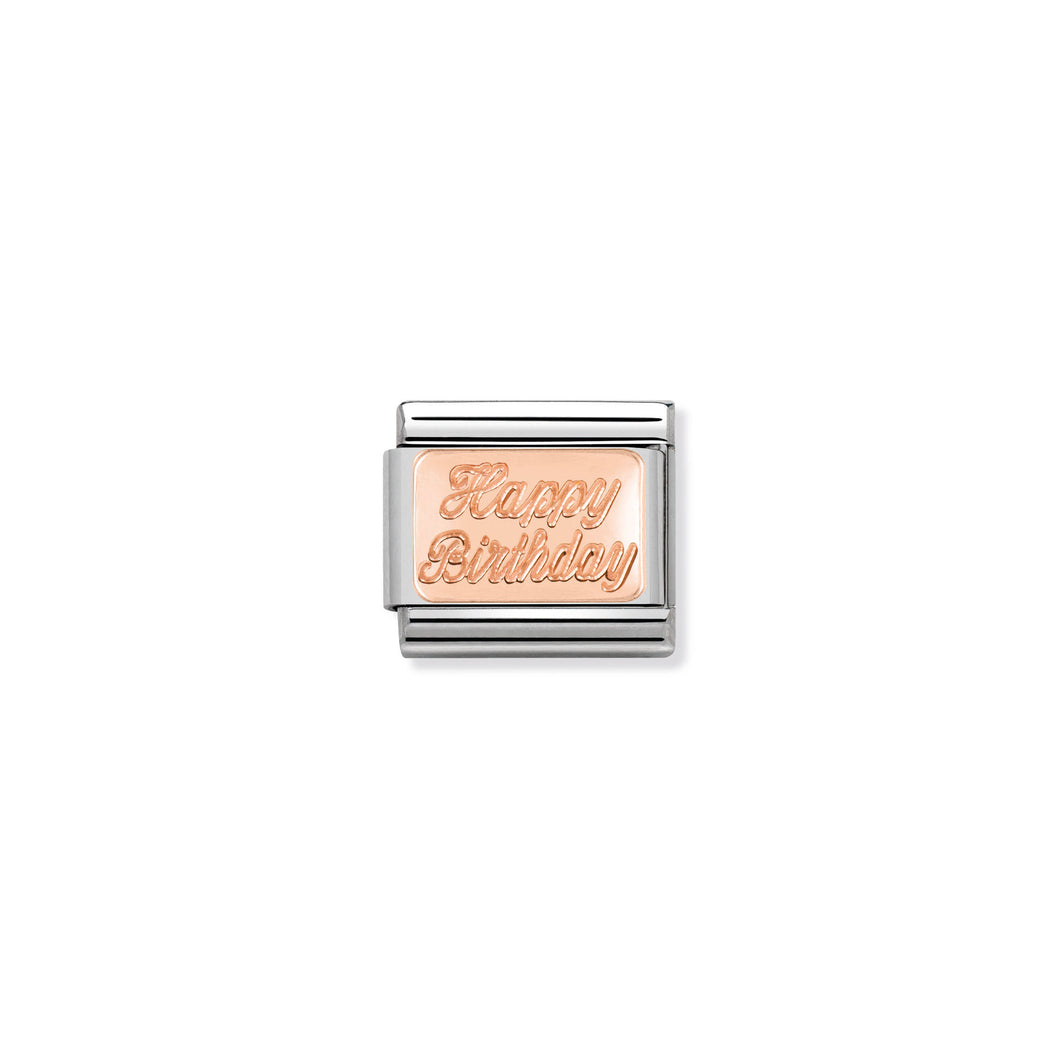COMPOSABLE CLASSIC LINK 430101/29 HAPPY BIRTHDAY IN 9K ROSE GOLD