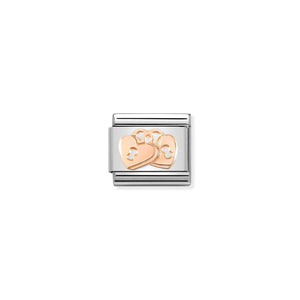 COMPOSABLE CLASSIC LINK 430104/39 PADLOCK HEARTS IN 9K ROSE GOLD
