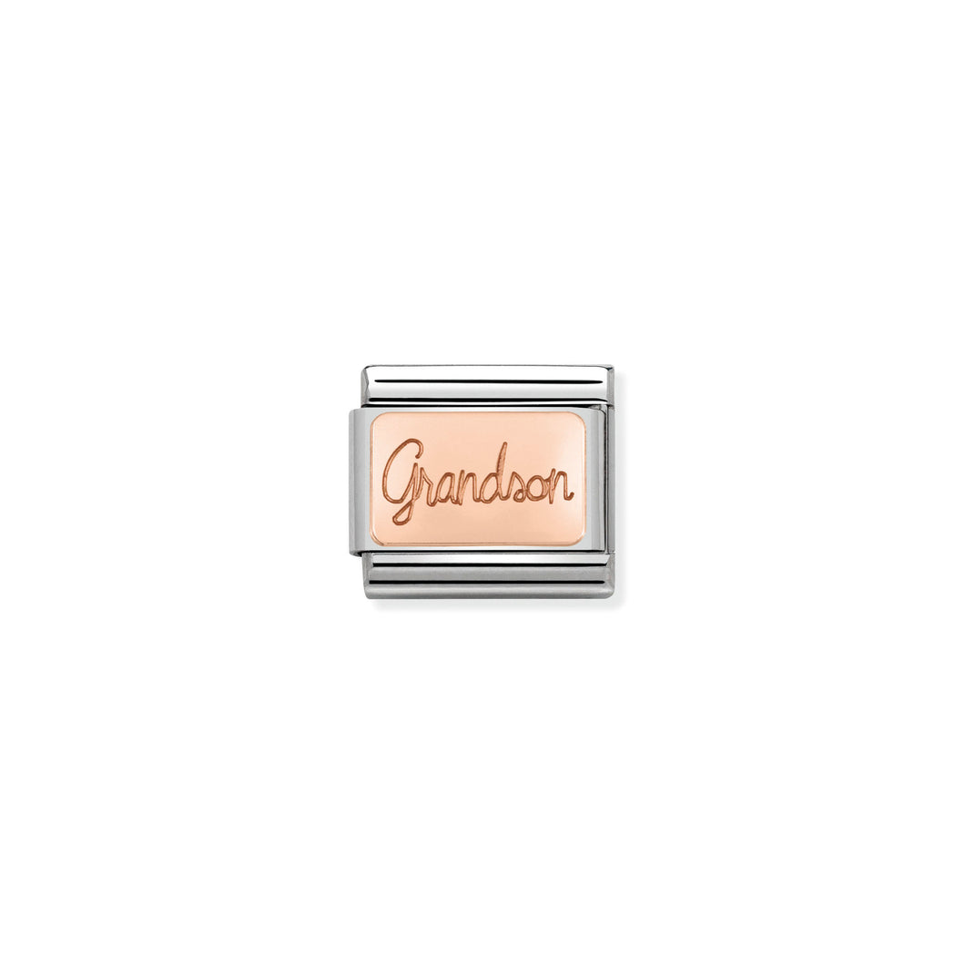 COMPOSABLE CLASSIC LINK 430108/06 GRANDSON ENGRAVED 9K ROSE GOLD PLATE