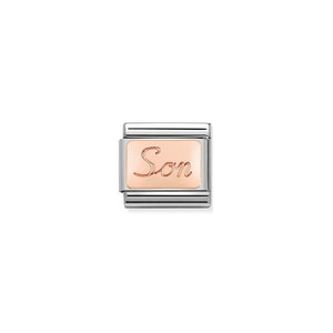 COMPOSABLE CLASSIC LINK 430108/07 SON ENGRAVED 9K ROSE GOLD PLATE