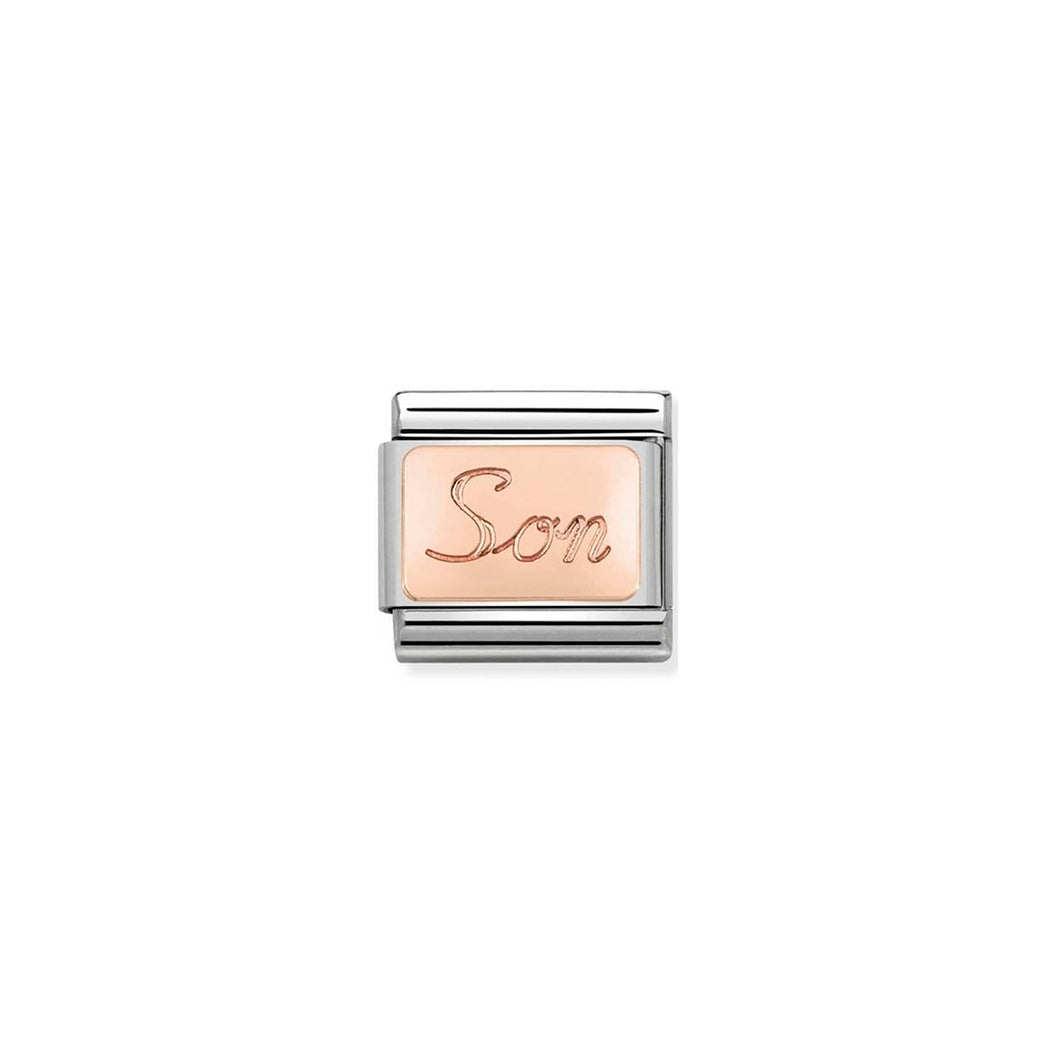 COMPOSABLE CLASSIC LINK 430108/07 SON ENGRAVED 9K ROSE GOLD PLATE