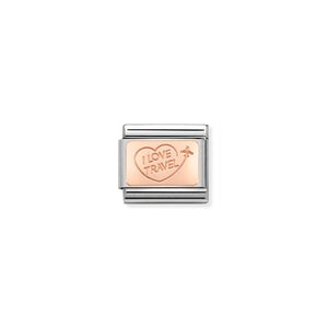 COMPOSABLE CLASSIC LINK 430110/02 I LOVE TRAVEL 9K ROSE GOLD PLATE