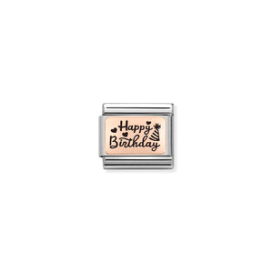 COMPOSABLE CLASSIC LINK 430111/11 HAPPY BIRTHDAY IN 9K ROSE GOLD
