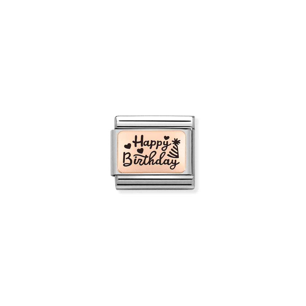 COMPOSABLE CLASSIC LINK 430111/11 HAPPY BIRTHDAY IN 9K ROSE GOLD