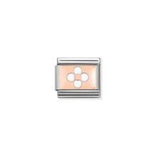 Load image into Gallery viewer, COMPOSABLE CLASSIC LINK 430201/11 WHITE FLOWER 9K ROSE GOLD PLATE &amp; ENAMEL
