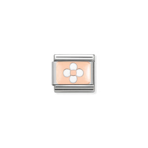 COMPOSABLE CLASSIC LINK 430201/11 WHITE FLOWER 9K ROSE GOLD PLATE & ENAMEL