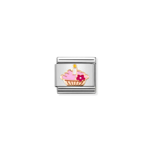 COMPOSABLE CLASSIC LINK 430202/08 CUPCAKE WITH CANDLE IN 9K ROSE GOLD