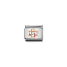 Load image into Gallery viewer, COMPOSABLE CLASSIC LINK 430302/29 CROSS WITH CZ IN 9K ROSE GOLD
