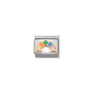 COMPOSABLE CLASSIC LINK 430302/32 RAINBOW WITH COLOURED CZ IN 9K ROSE GOLD