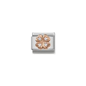 COMPOSABLE CLASSIC LINK 430302/04 FOUR-LEAF CLOVER 9K ROSE GOLD & CZ