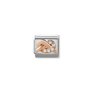 COMPOSABLE CLASSIC LINK 430302/06 WHITE KNOT 9K ROSE GOLD & CZ