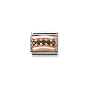 COMPOSABLE CLASSIC LINK 430304/10 BLACK PAVÉ CZ IN 9K ROSE GOLD