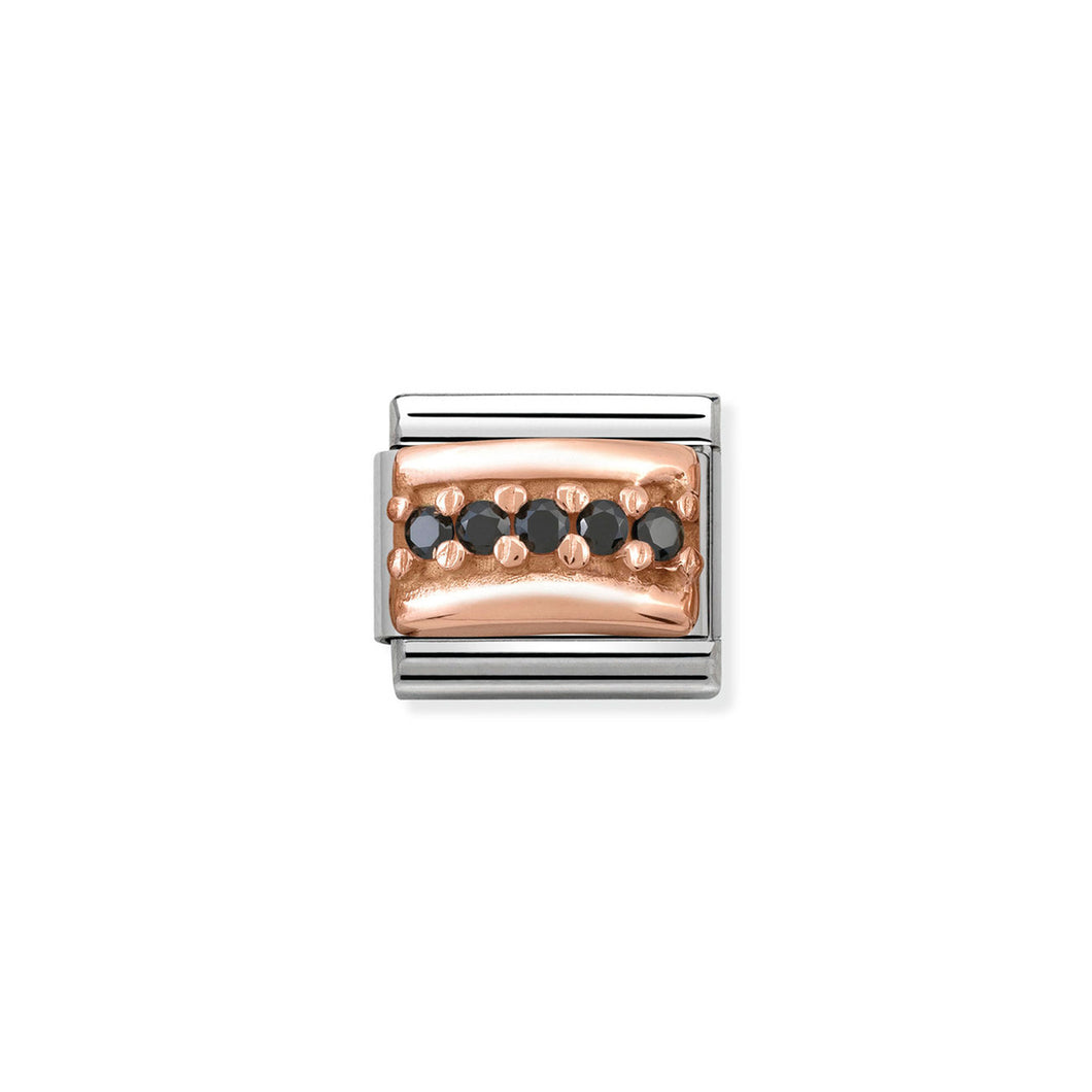 COMPOSABLE CLASSIC LINK 430304/10 BLACK PAVÉ CZ IN 9K ROSE GOLD