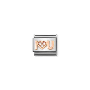 COMPOSABLE CLASSIC LINK 430305/36 I HEART U WITH CZ IN 9K ROSE GOLD