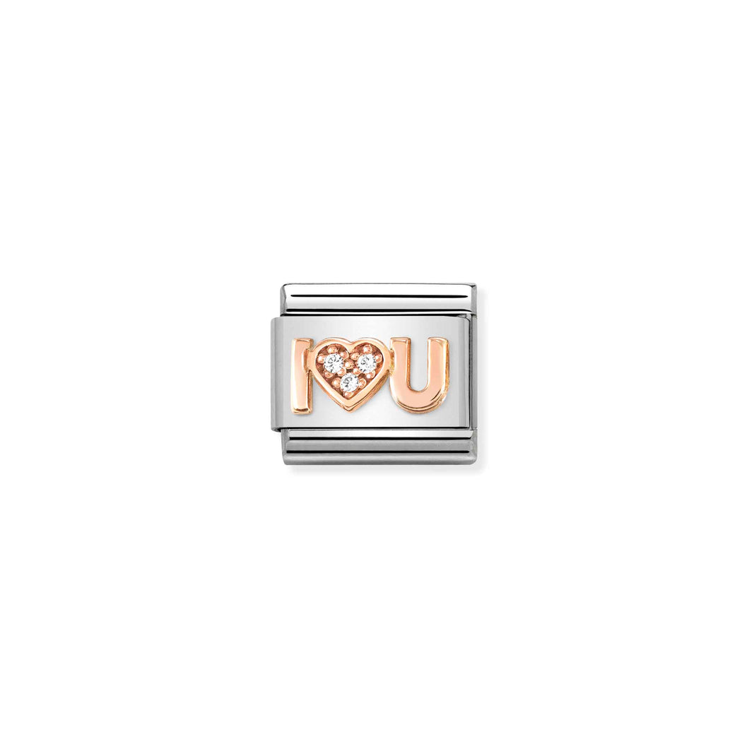 COMPOSABLE CLASSIC LINK 430305/36 I HEART U WITH CZ IN 9K ROSE GOLD