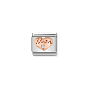 COMPOSABLE CLASSIC LINK 430305/10 MUM HEART IN 9K ROSE GOLD & CZ