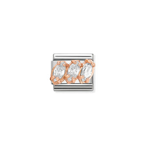 COMPOSABLE CLASSIC LINK 430309/05 WHITE TRIPTYCH IN 9K ROSE GOLD & CZ