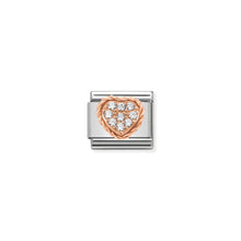 Load image into Gallery viewer, COMPOSABLE CLASSIC LINK 430312/02 HEART WITH WHITE CZ IN 9K ROSE GOLD
