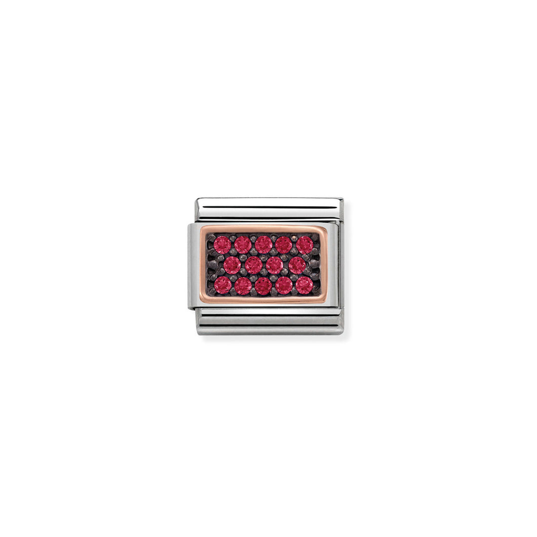 COMPOSABLE CLASSIC LINK 430313/05 RECTANGLE WITH FUCHSIA PAVÉ CZ IN 9K ROSE GOLD