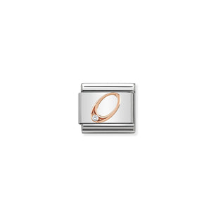 COMPOSABLE CLASSIC LINK 430315/00 NUMBER 0 IN 9K ROSE GOLD AND CZ