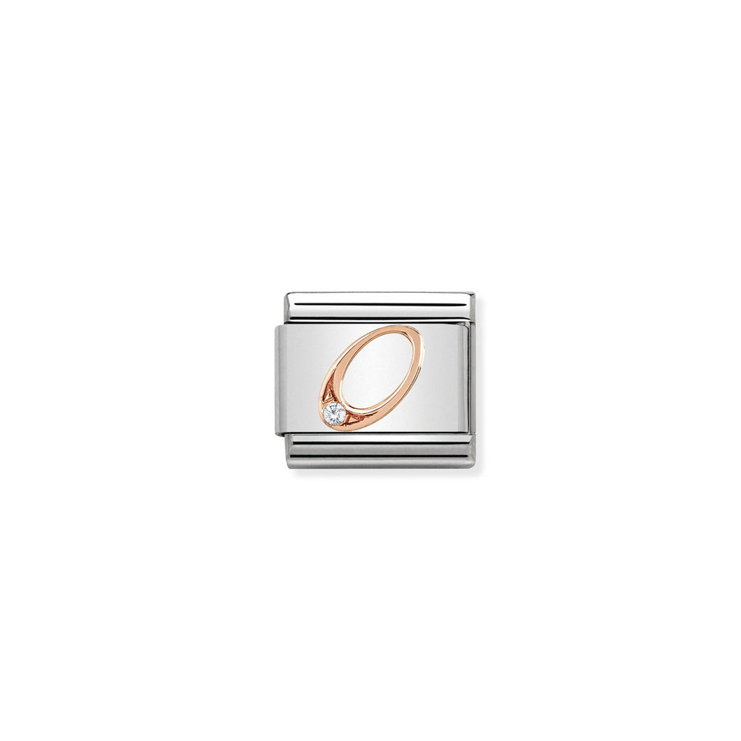COMPOSABLE CLASSIC LINK 430315/00 NUMBER 0 IN 9K ROSE GOLD AND CZ
