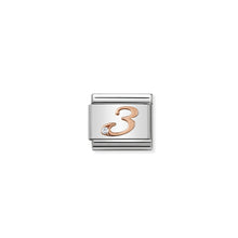 Load image into Gallery viewer, COMPOSABLE CLASSIC LINK 430315/03 NUMBER 3 IN 9K ROSE GOLD AND CZ
