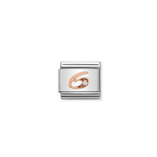 Load image into Gallery viewer, COMPOSABLE CLASSIC LINK 430315/06 NUMBER 6 IN 9K ROSE GOLD AND CZ
