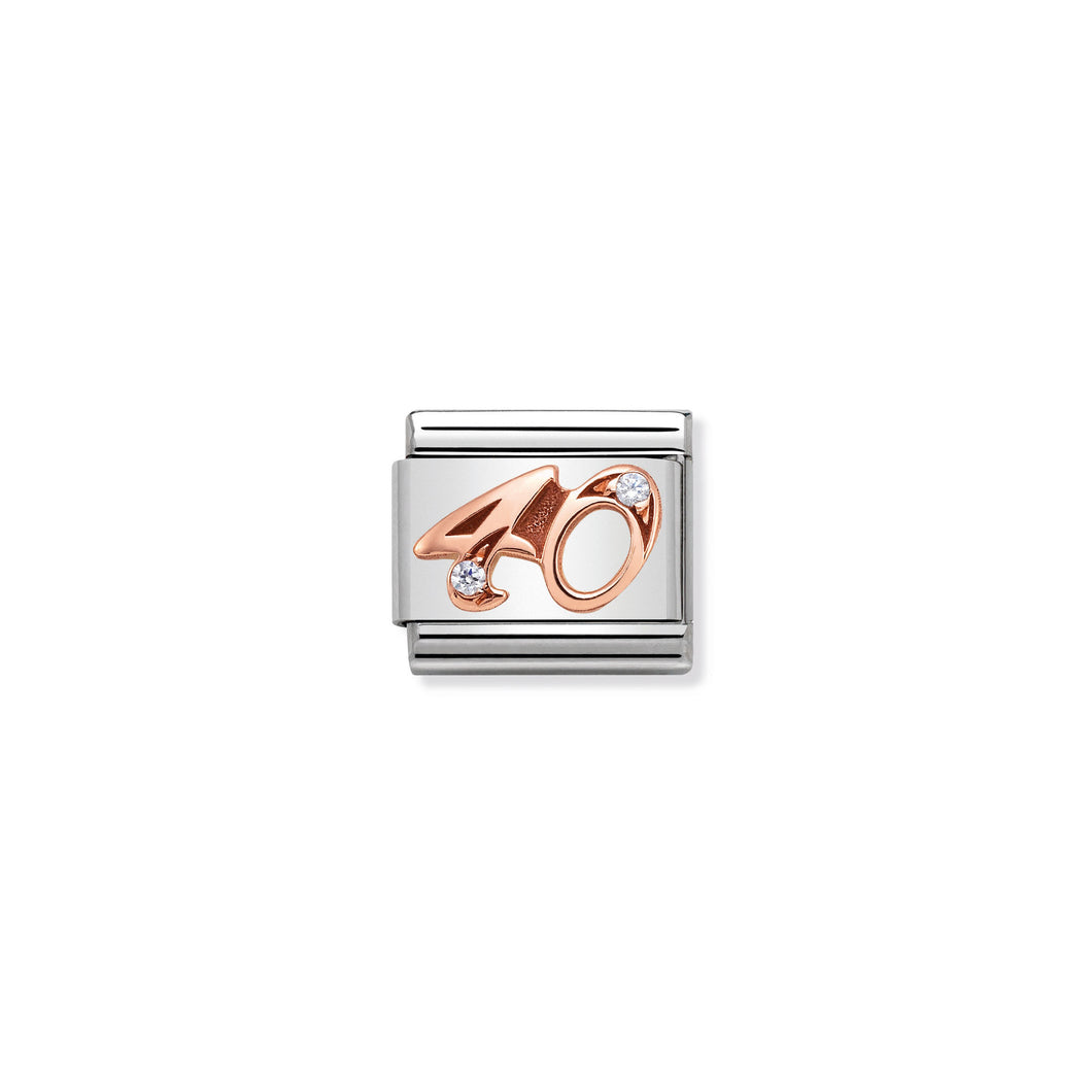 COMPOSABLE CLASSIC LINK 430315/40 NUMBER 40 IN 9K ROSE GOLD AND CZ