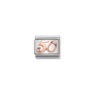 COMPOSABLE CLASSIC LINK 430315/50 NUMBER 50 IN 9K ROSE GOLD AND CZ