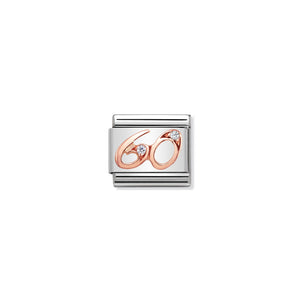 COMPOSABLE CLASSIC LINK 430315/60 NUMBER 60 IN 9K ROSE GOLD AND CZ