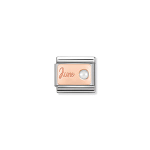 COMPOSABLE CLASSIC LINK 430508/06 JUNE WHITE PEARL IN 9K ROSE GOLD