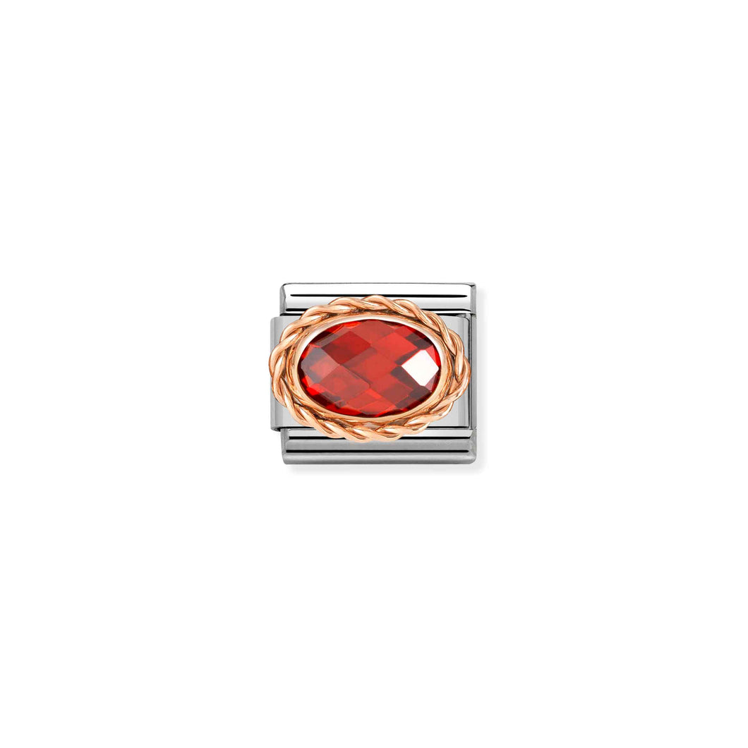 COMPOSABLE CLASSIC LINK 430603/005 OVAL FACETED RED IN 9K ROSE GOLD
