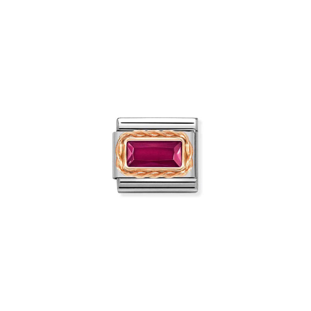 COMPOSABLE CLASSIC LINK 430604/005 RED CZ IN 9K ROSE GOLD