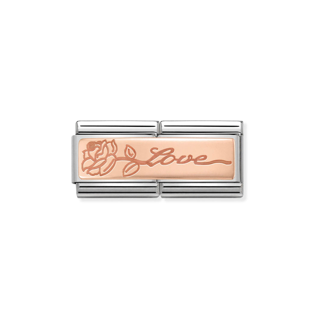 COMPOSABLE CLASSIC DOUBLE LINK 430710/14 LOVE WITH FLOWER IN 9K ROSE GOLD