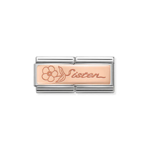 COMPOSABLE CLASSIC DOUBLE LINK 430710/15 SISTER WITH FLOWER IN 9K ROSE GOLD