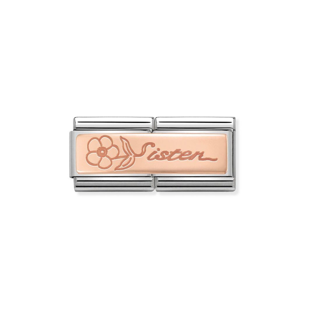 COMPOSABLE CLASSIC DOUBLE LINK 430710/15 SISTER WITH FLOWER IN 9K ROSE GOLD
