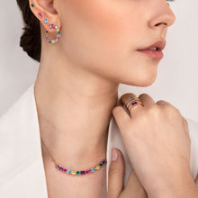Load image into Gallery viewer, COLOUR WAVE NECKLACE 149802/026 ROSE GOLD RAINBOW CZ
