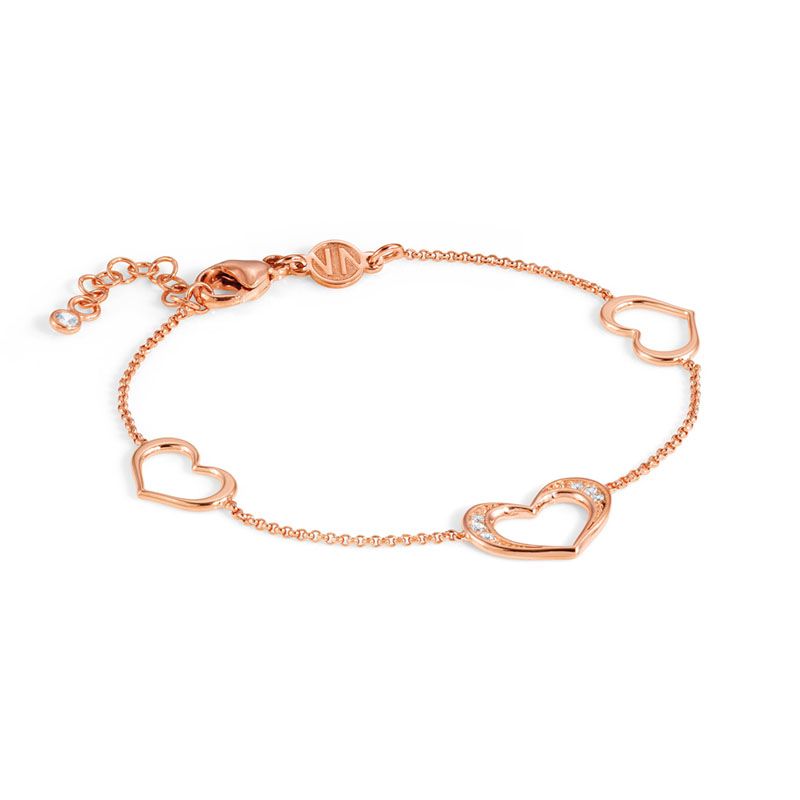 UNICA BRACELET 146402/002 ROSE GOLD HEART PENDANTS & CZ