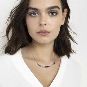 COLOUR WAVE NECKLACE 149802/026 ROSE GOLD RAINBOW CZ